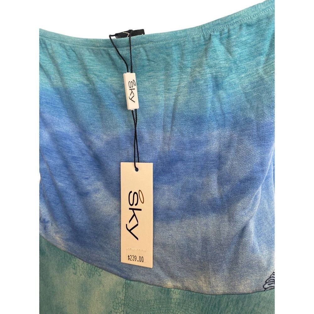 NWT Sky Brand Crochet High Low Turquoise Tie Dye Floral RTL $239 Sleeveless Sz L - Picture 4 of 5